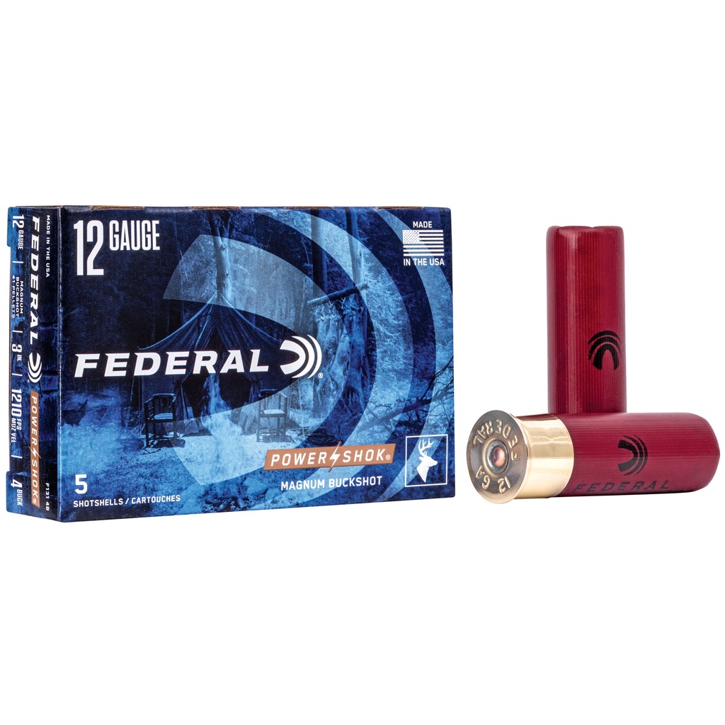 Federal FED PWRSHK 12GA 3" MG #4 BCK 5/250