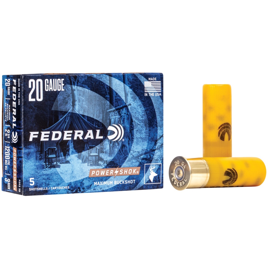Federal FED PWRSHK 20GA 2.75 MX #3 BCK 5/250