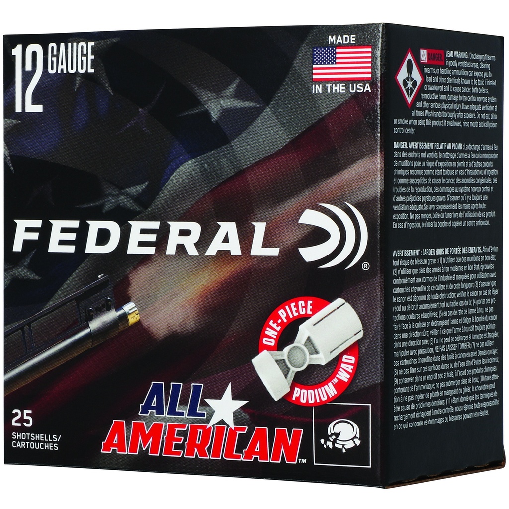 Federal FED ALL AMER 12GA 2.75" 1 1/8OZ #8
