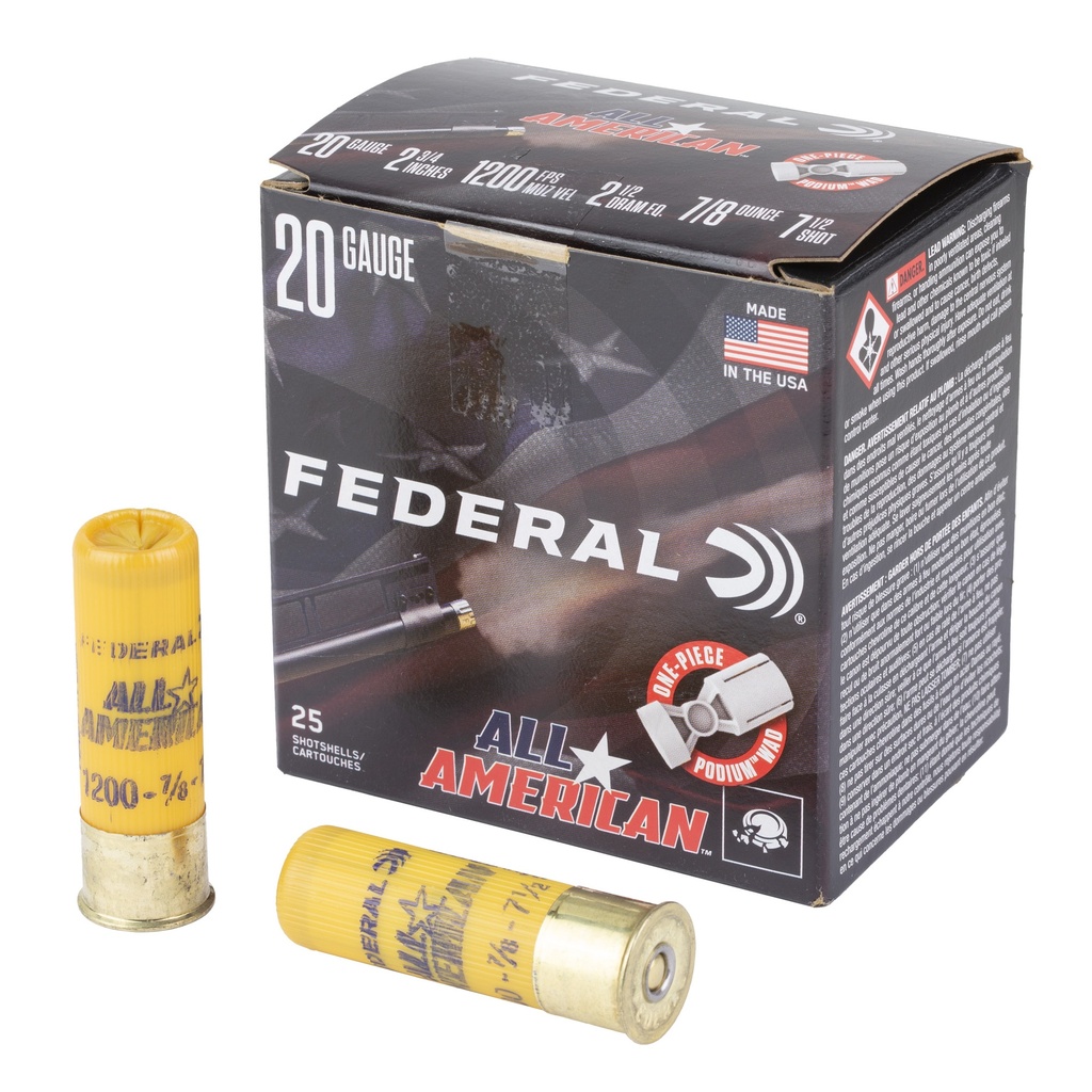 Federal FED ALL AMER 20GA 2.75" 7/8OZ #7.5