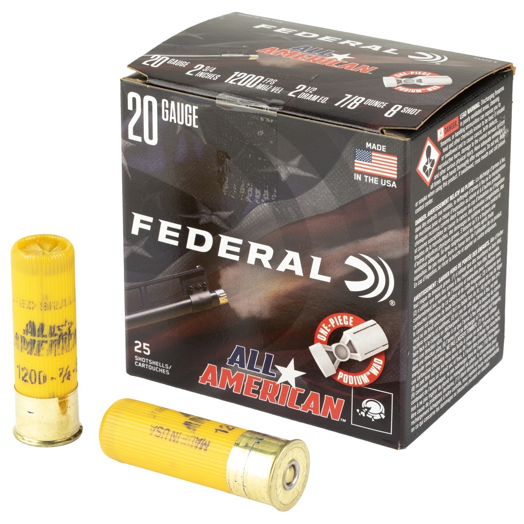 Federal FED ALL AMERICAN 20GA 2.75" 7/8OZ #8