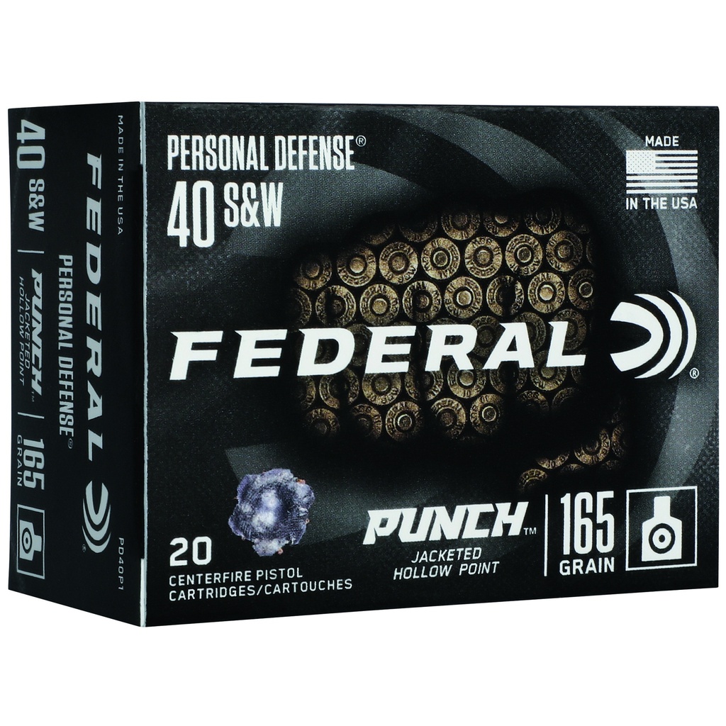 Federal FED PUNCH 40 S&W 165GR JHP 20/200