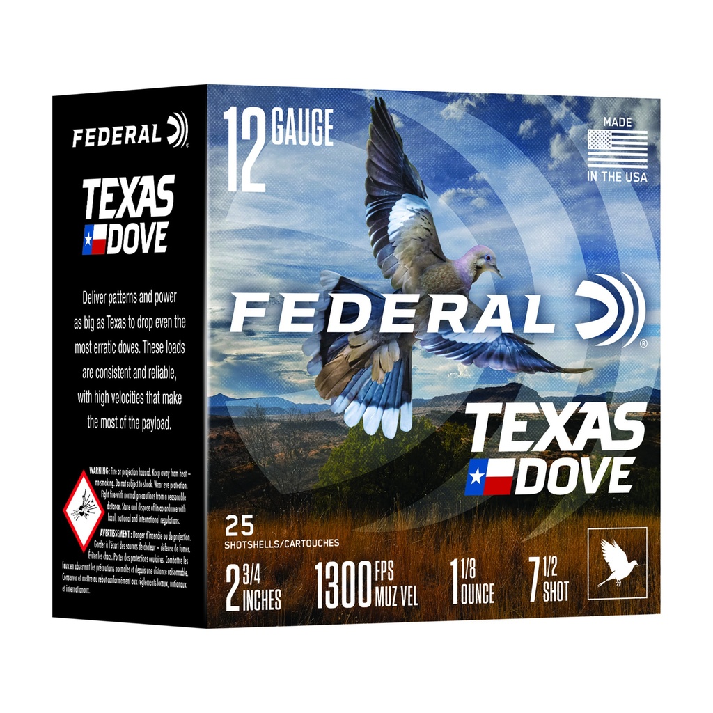 Federal FED TX DOVE 12GA 2.75" 1 1/8OZ #7.5