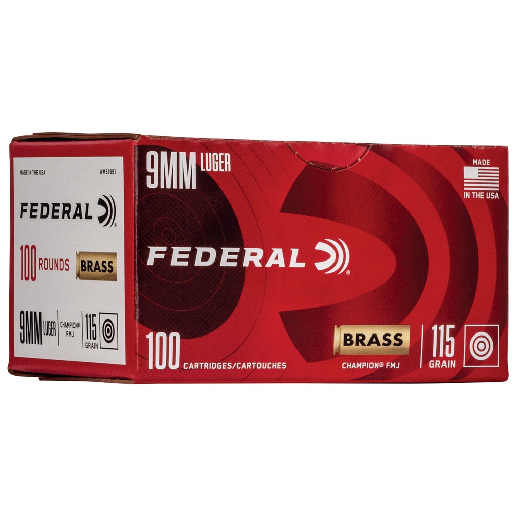 Federal FED CHAMP 9MM 115GR FMJ 100/500