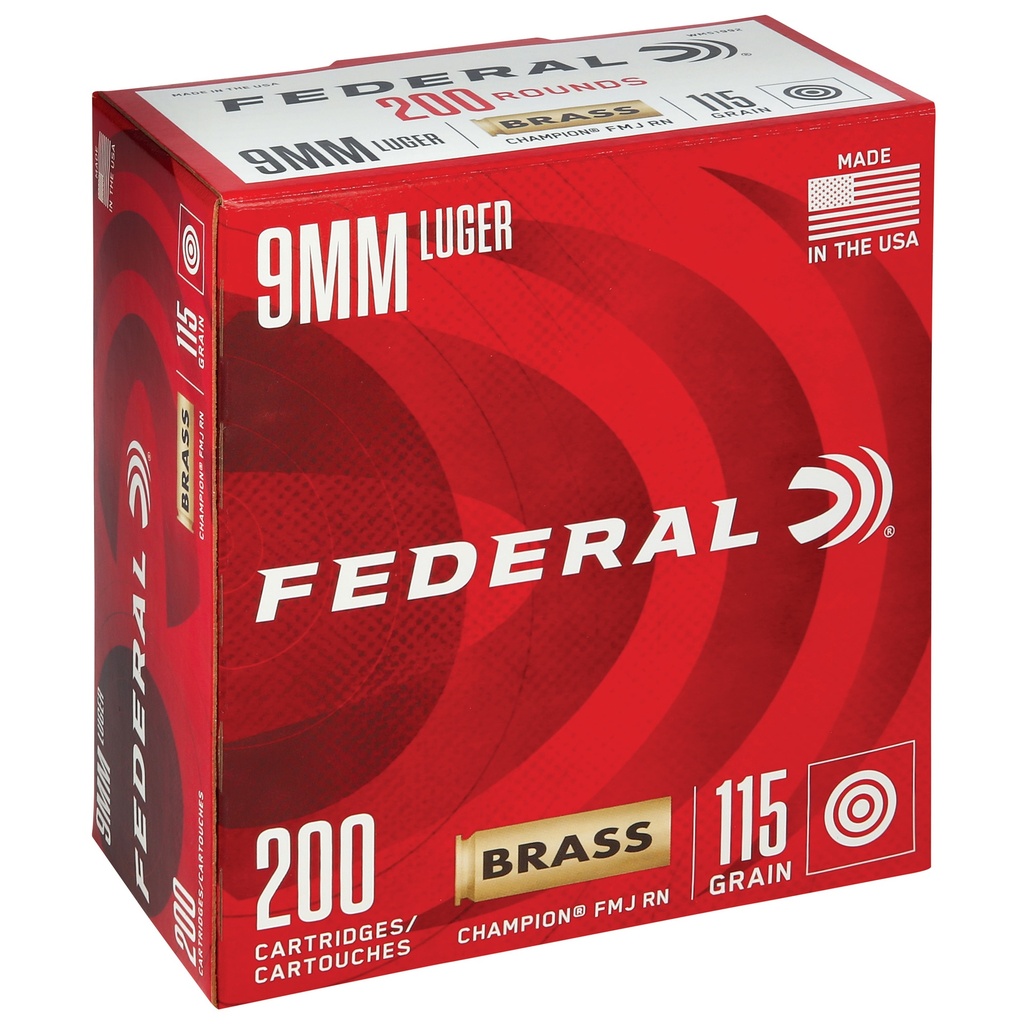 Federal FED CHAMP 9MM 115GR FMJ 200/1000
