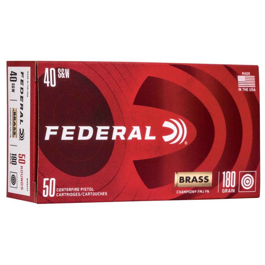 Federal FED CHAMP 40S&W 180GR FMJ BRSS 50/1