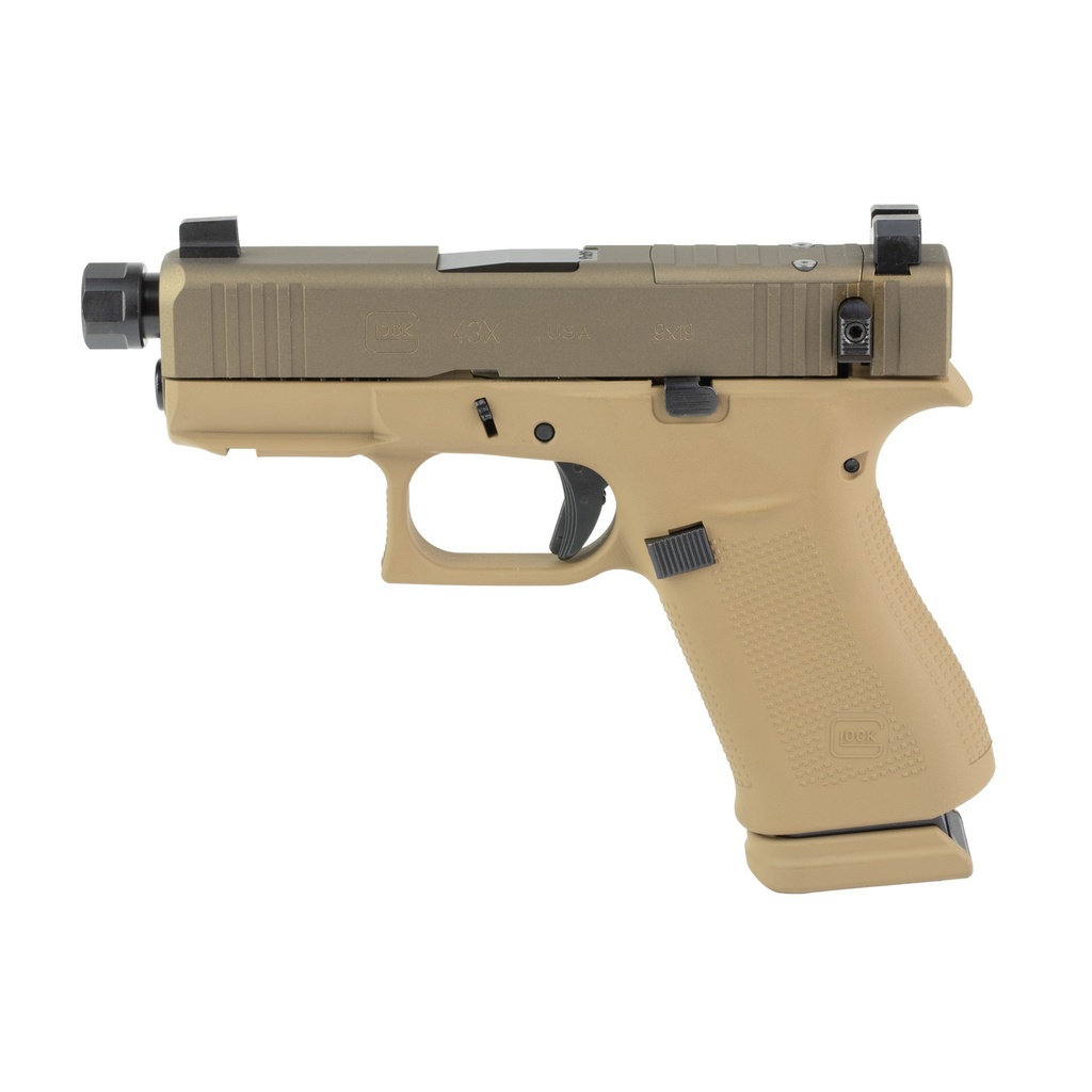 GLOCK 43X 9MM 15RD 3.92" THREADED BARREL FDE