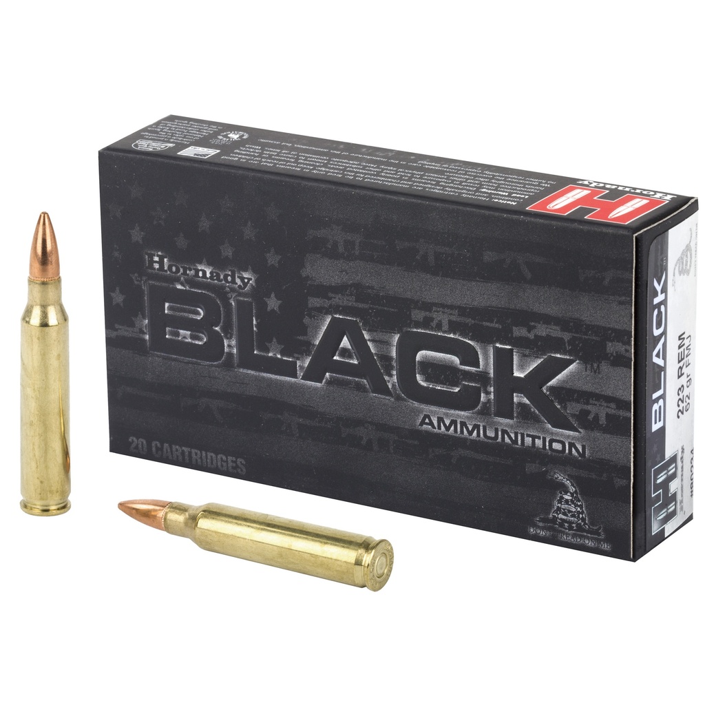 Hornady HRNDY BLACK 223REM 62GR FMJ 20/200