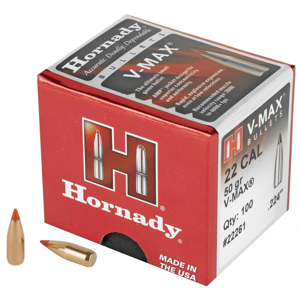 Hornady HRNDY V-MAX 22 CAL .224 50GR 100CT