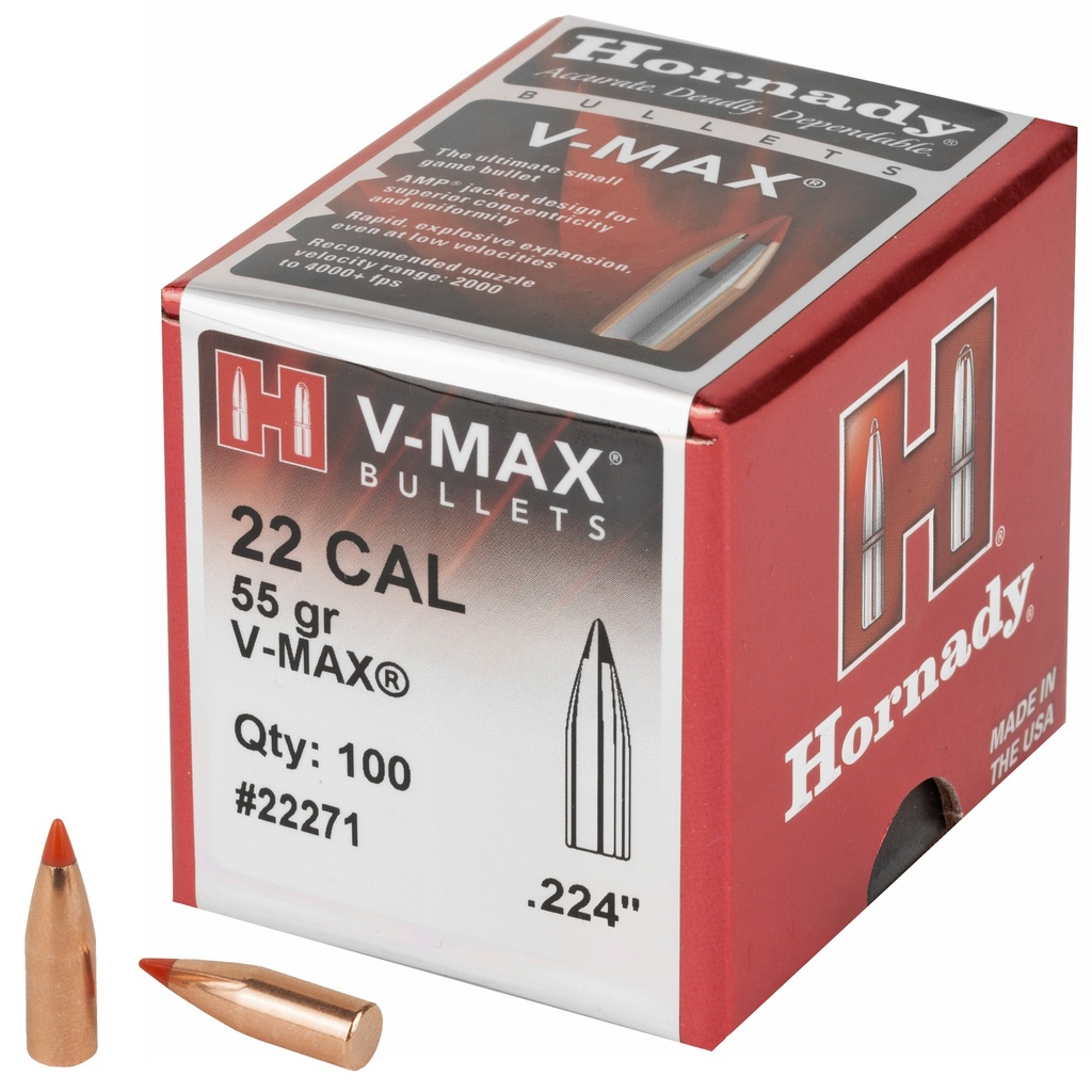 Hornady HRNDY V-MAX 22 CAL .224 55GR 100CT