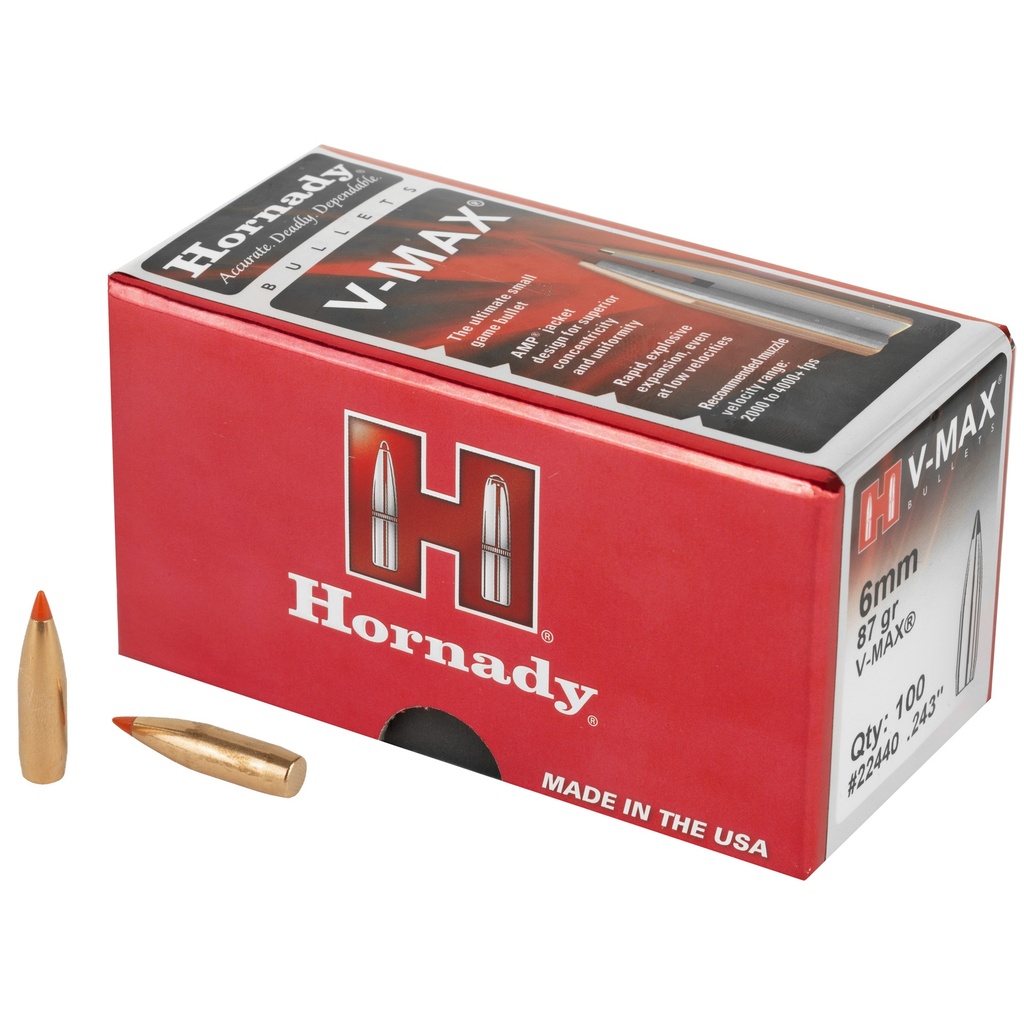 Hornady HRNDY V-MAX 6MM .243 87GR 100CT
