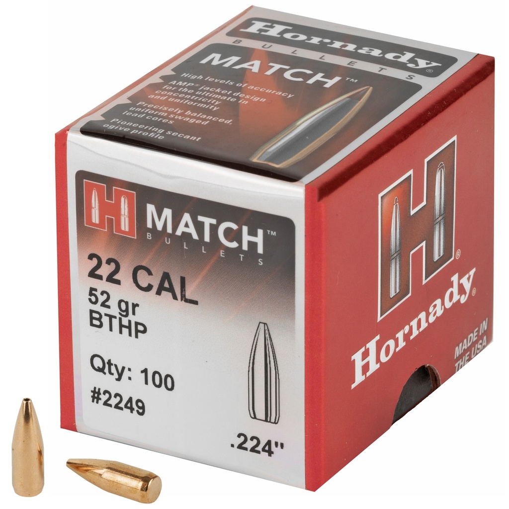 Hornady HRNDY MATCH 22CAL .224 52GR 100CT