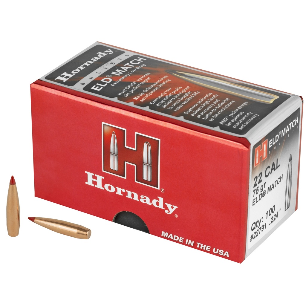 Hornady HRNDY ELD-M 22CAL .224 75GR 100CT