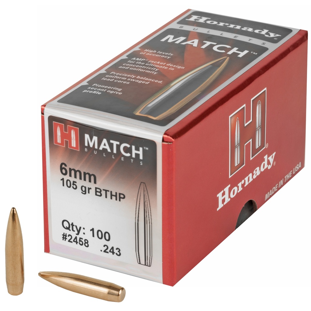 Hornady HRNDY MATCH 6MM .243 105GR 100CT
