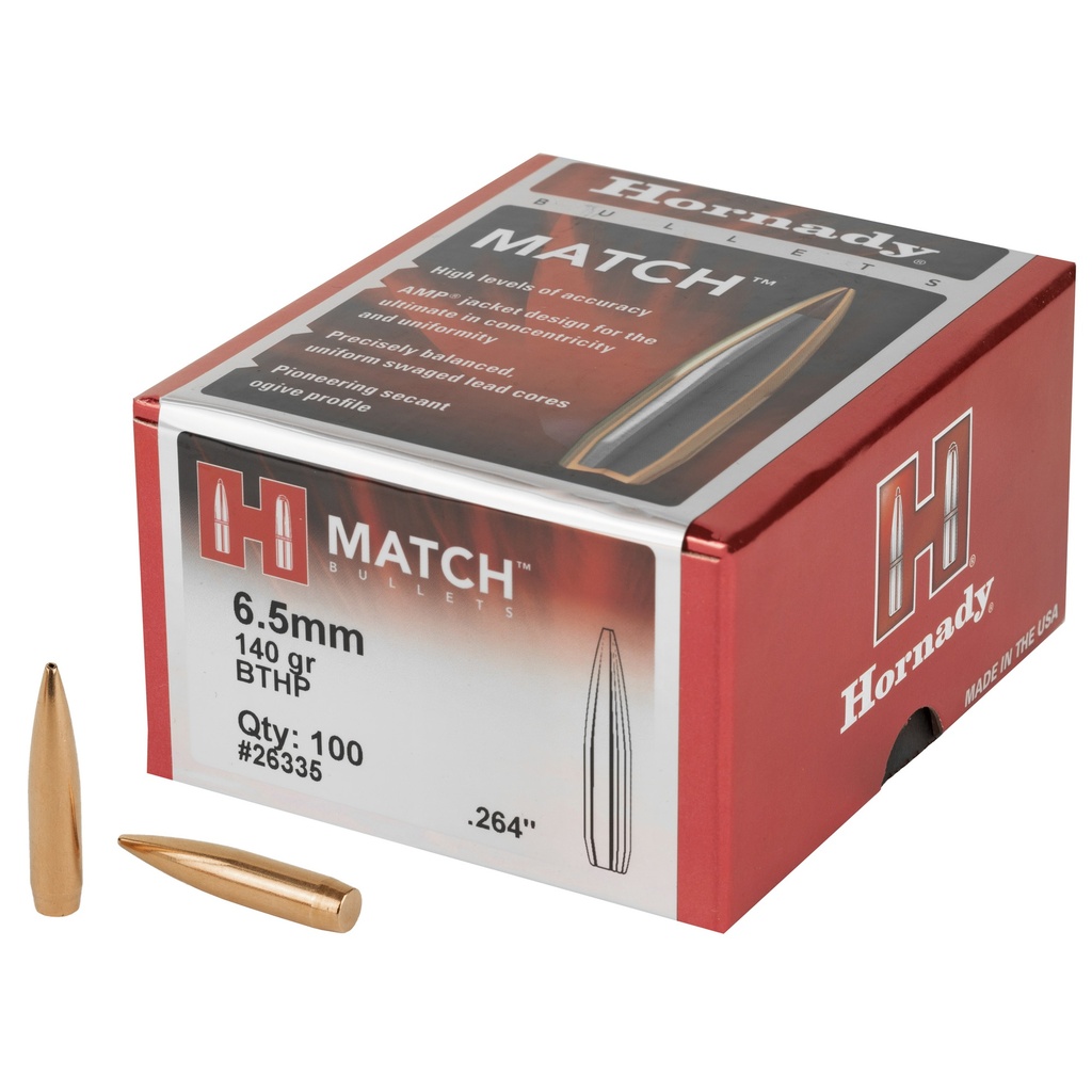 Hornady HRNDY MATCH 6.5MM .264 140GR 100CT