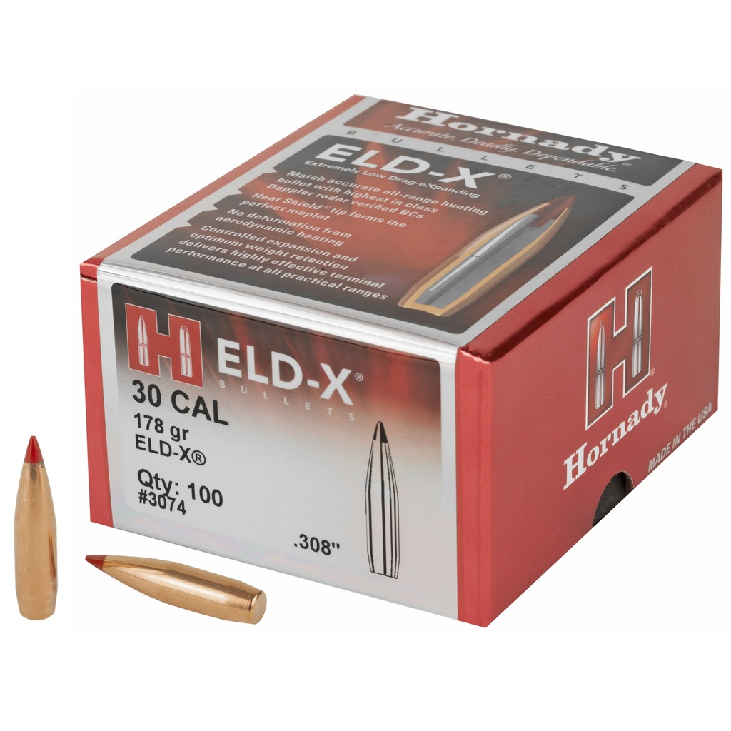 Hornady HRNDY ELD-X 30CAL .308 178GR 100CT