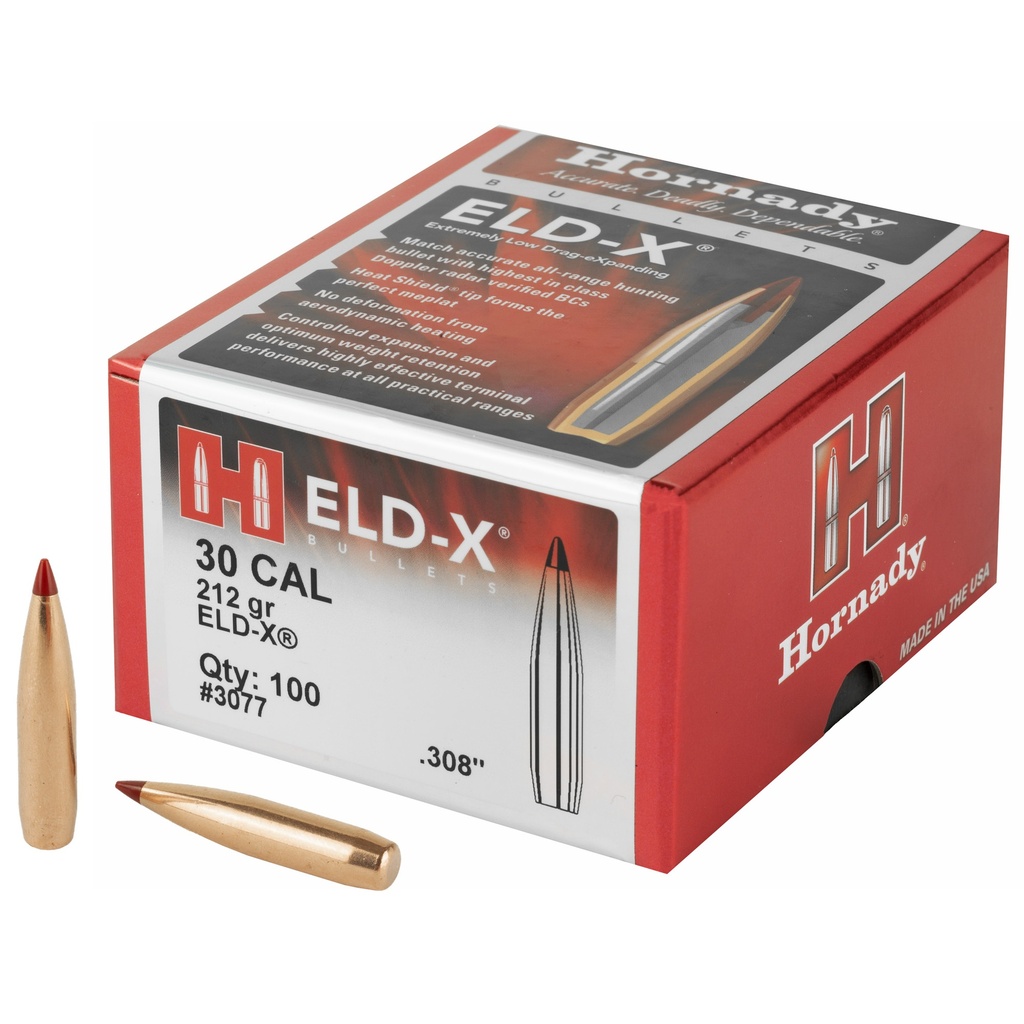 Hornady HRNDY ELD-X 30CAL .308 212GR 100CT