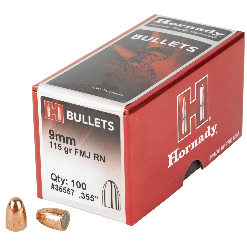 Hornady HRNDY FMJ-RN 9MM .355 115GR 100CT