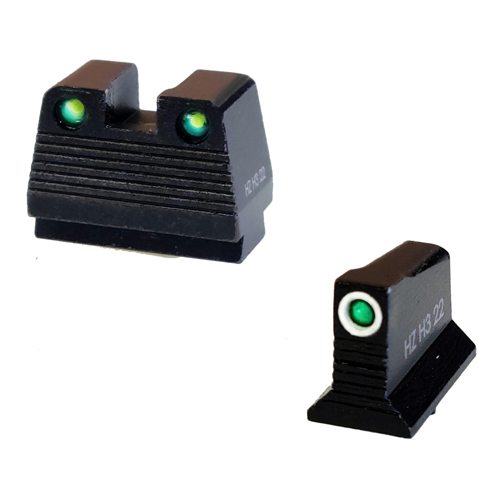 Hi-Viz HIVIZ N2 FOR GLOCK MOS NIGHT SIGHTS GREEN/WHITE RING