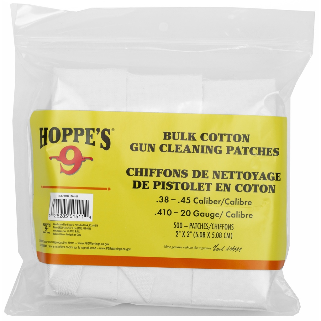 Hoppe's HOPPES CLEANING PATCH 38-45CAL 500PK