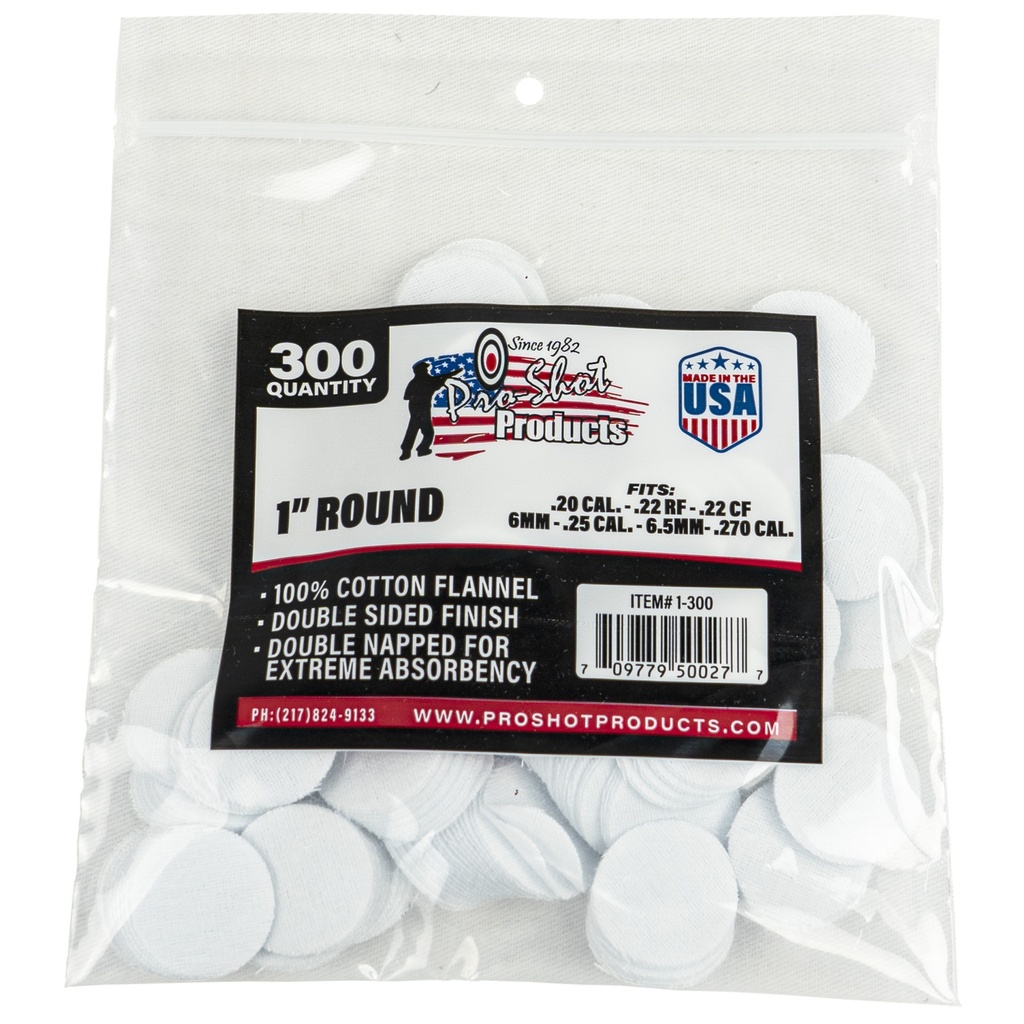 PRO-SHOT PATCH .22-.270CAL 1" 300CT