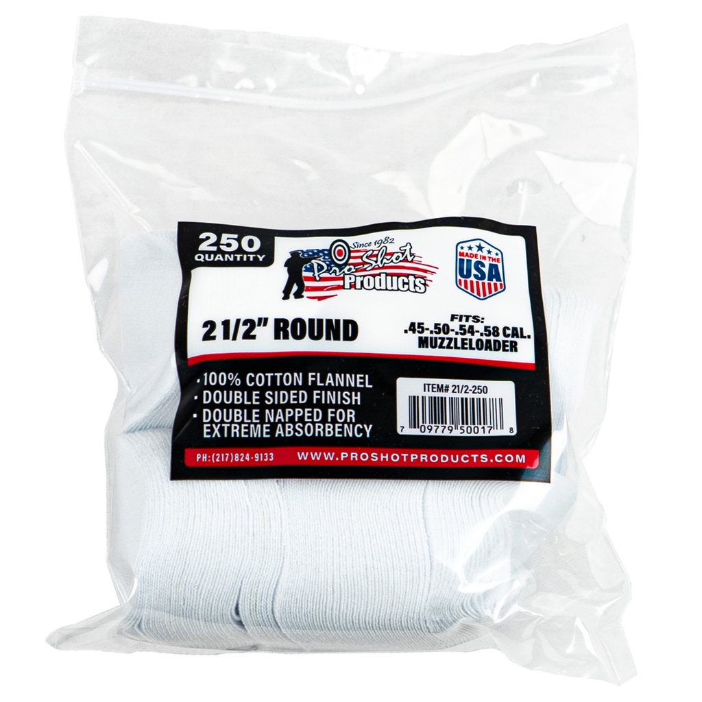 PRO-SHOT PATCH .45-.58CAL 2 1/2" 250