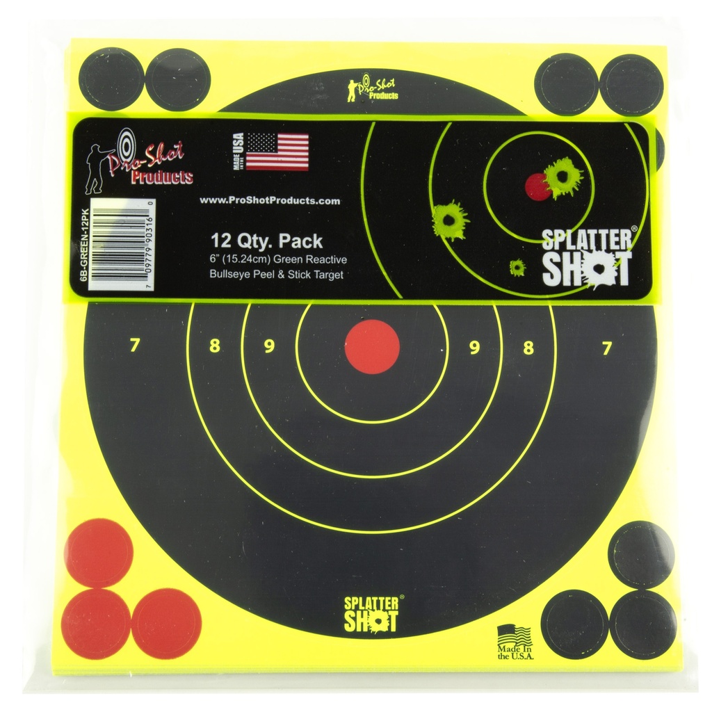 PRO-SHOT 6" GREEN BULLSEYE 12PK