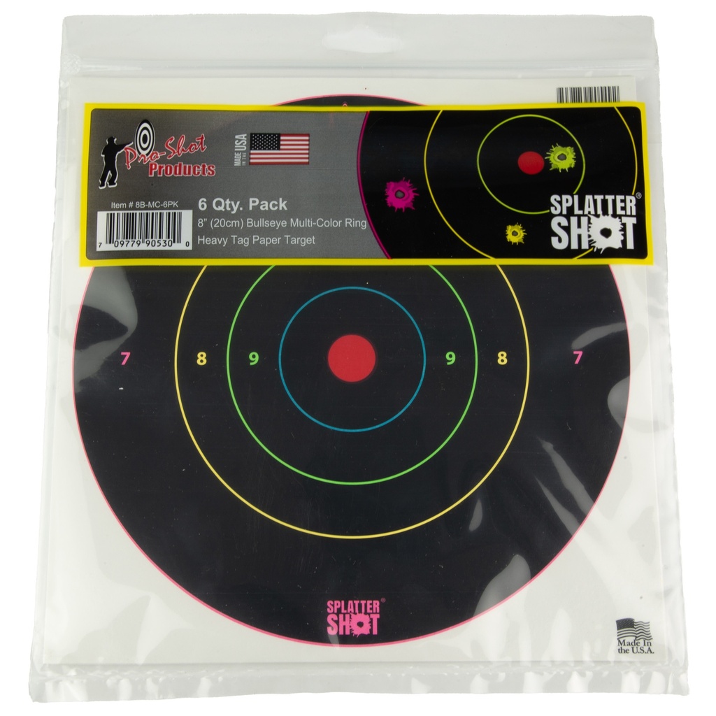 Pro-Shot Products PROSHOT 8" MULTI CLR BULLSEYE 6PK