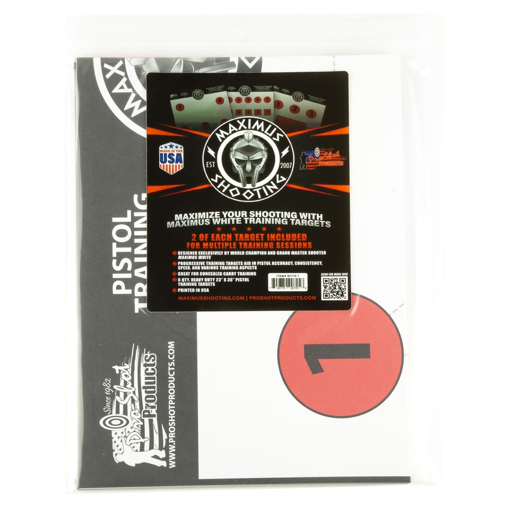 Pro-Shot Products PROSHOT MXM WHITE PISTOL TRNG 6PK