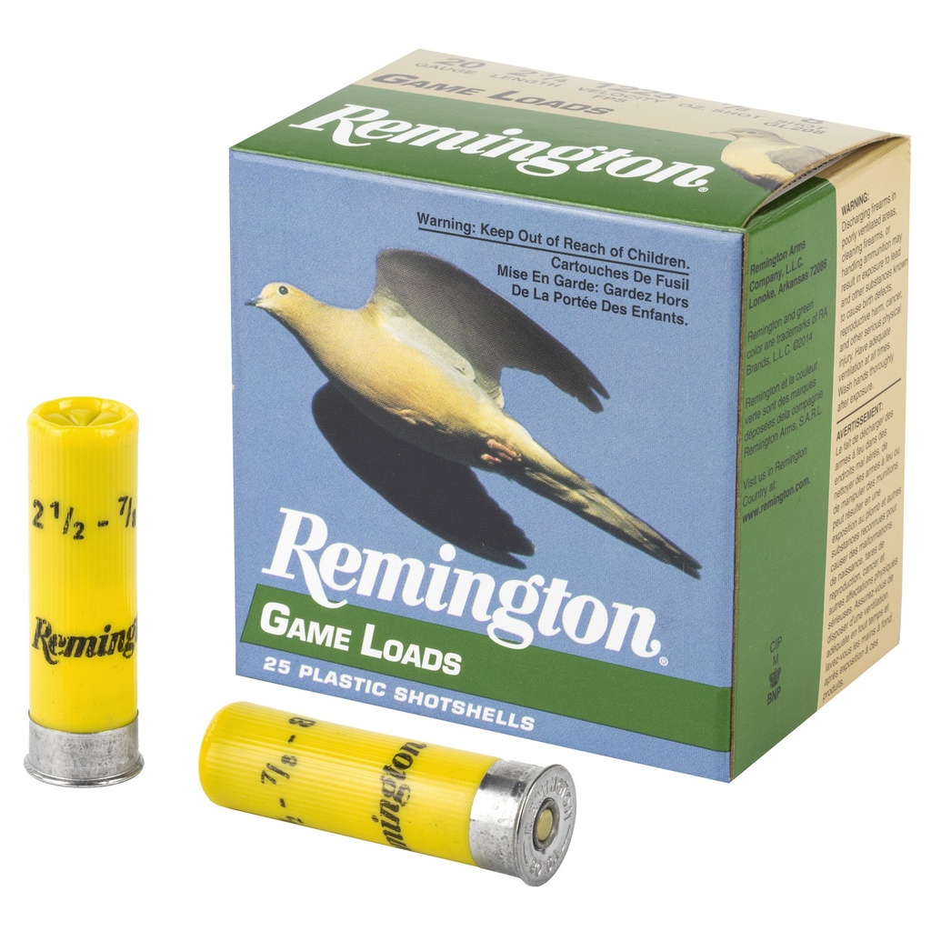 Remington REM GAM LOAD 20GA 2 3/4" #8 25/250