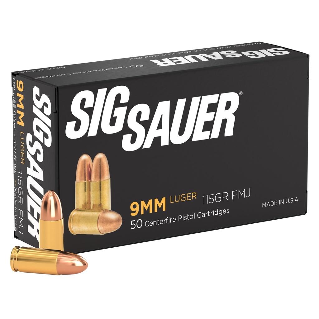 SIG AMMO 9MM 115GR FMJ 50/500