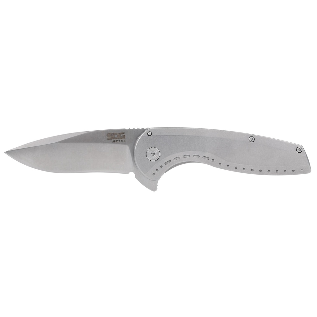 SOG AEGIS FLK 3.25" DROP PT SILVER