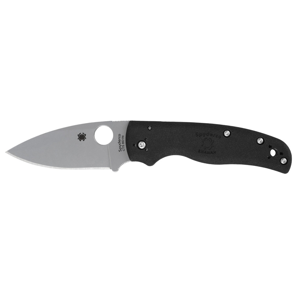 SPYDERCO SHAMAN LTWT 3.58" BLK/SLV