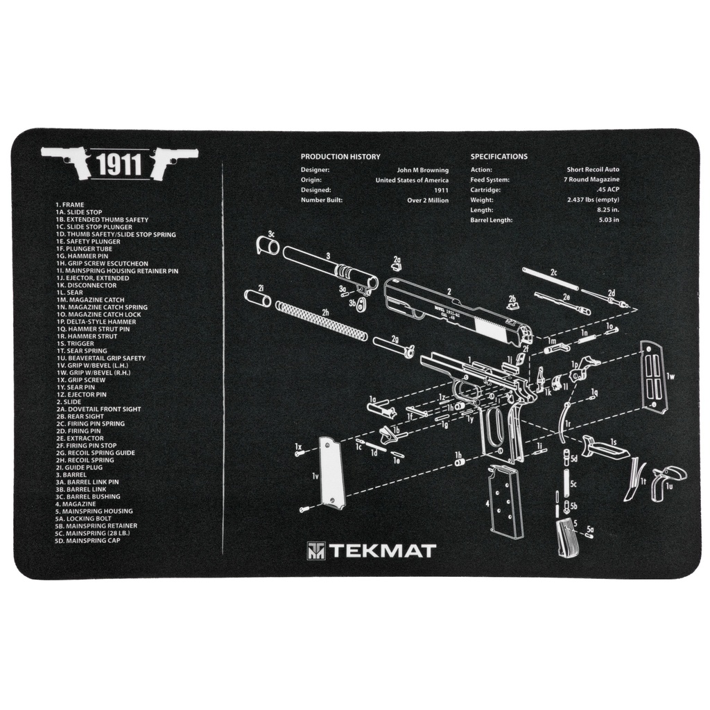 TEKMAT PISTOL MAT 1911 BLACK