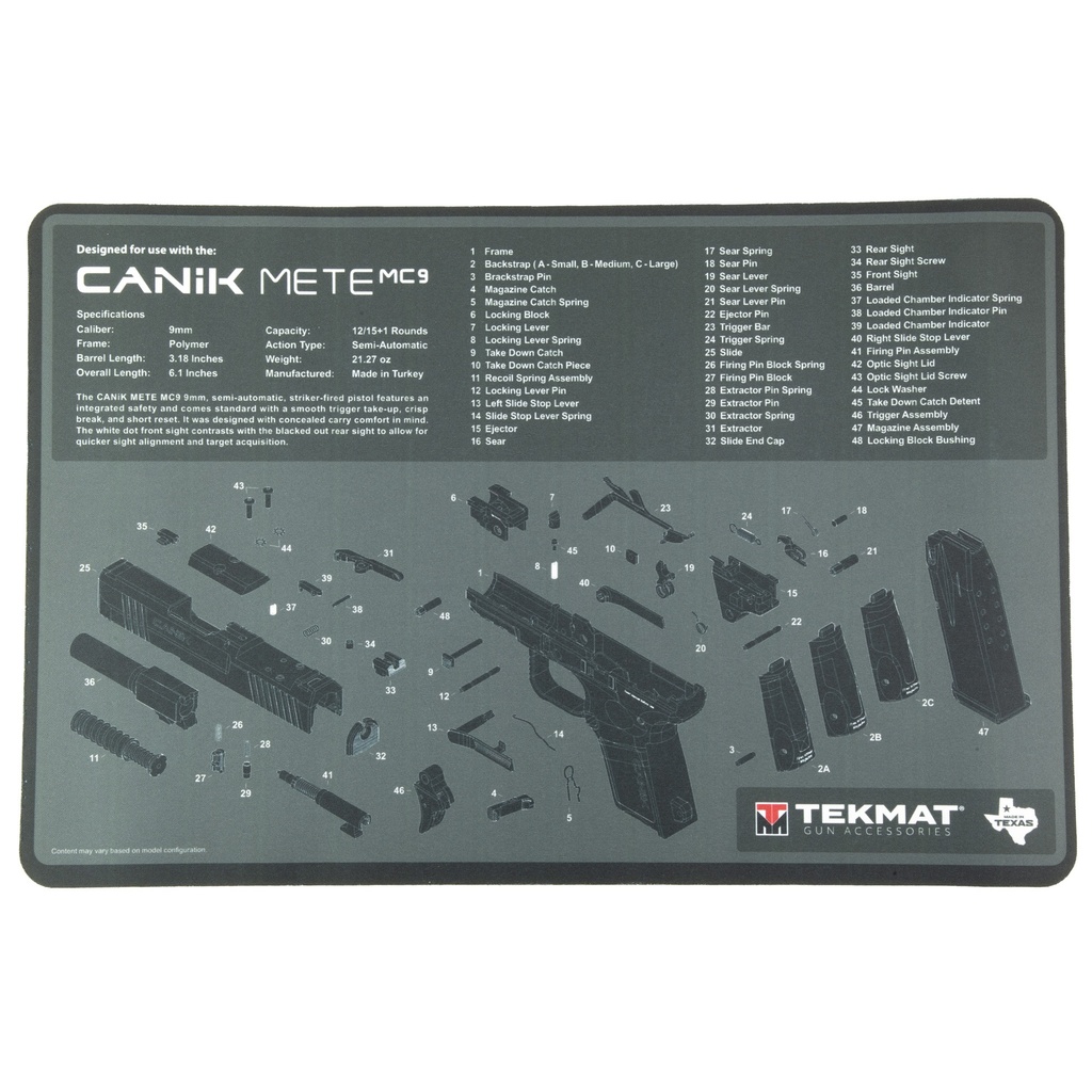 TEKMAT CANIK MC9 GUN CLEANING MAT