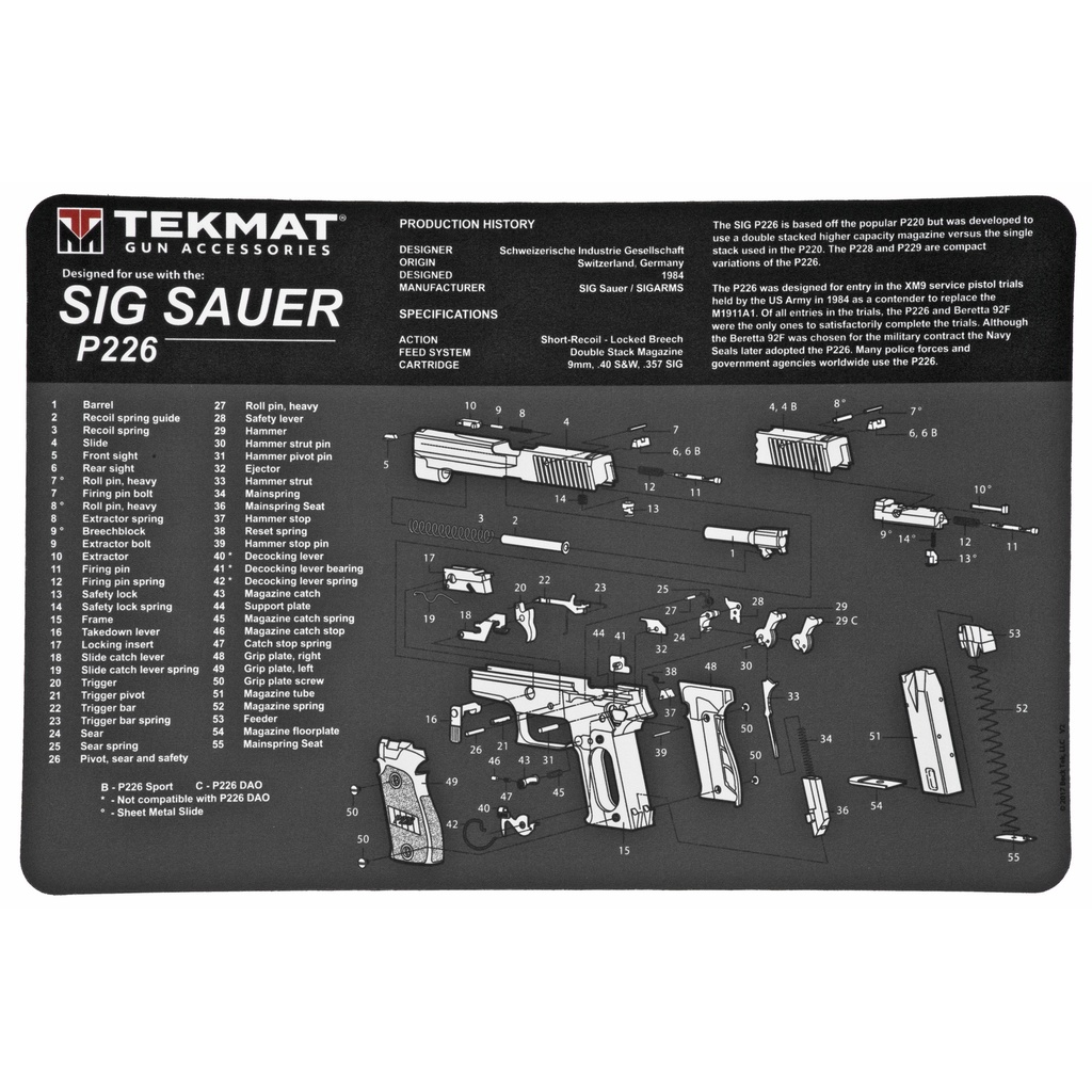 TEKMAT PISTOL MAT SIG P226 BLACK