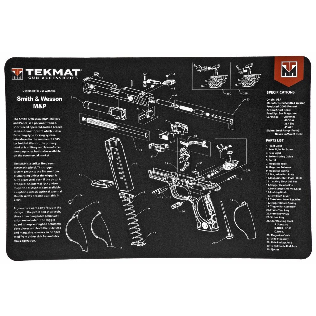 TEKMAT PISTOL MAT S&W M&P BLACK