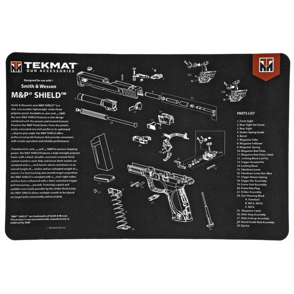 TEKMAT PISTOL MAT S&W M&P SHIELD BLACK