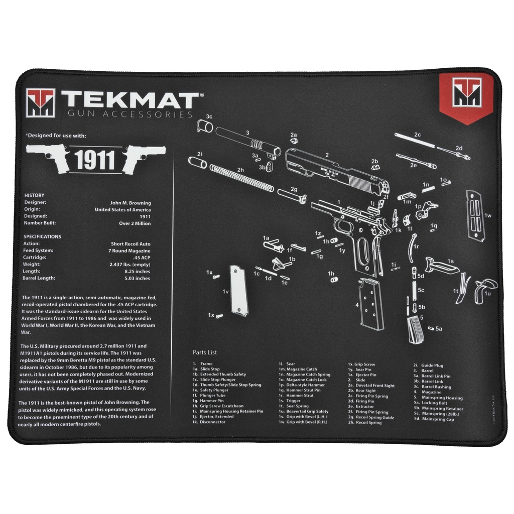 TEKMAT ULTRA PISTOL MAT 1911 BLACK