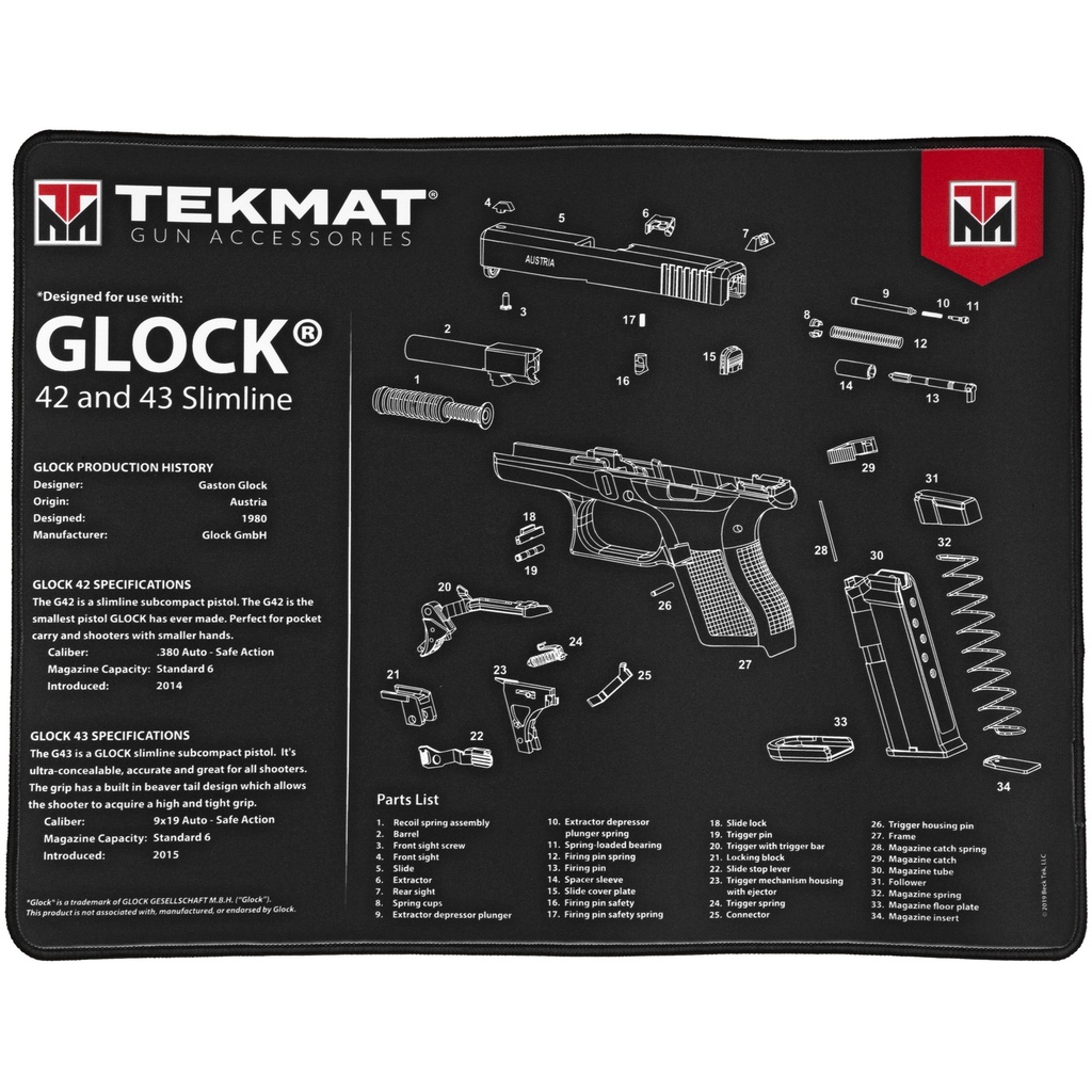 TEKMAT ULTRA PISTOL MAT FOR GLOCK 42/43