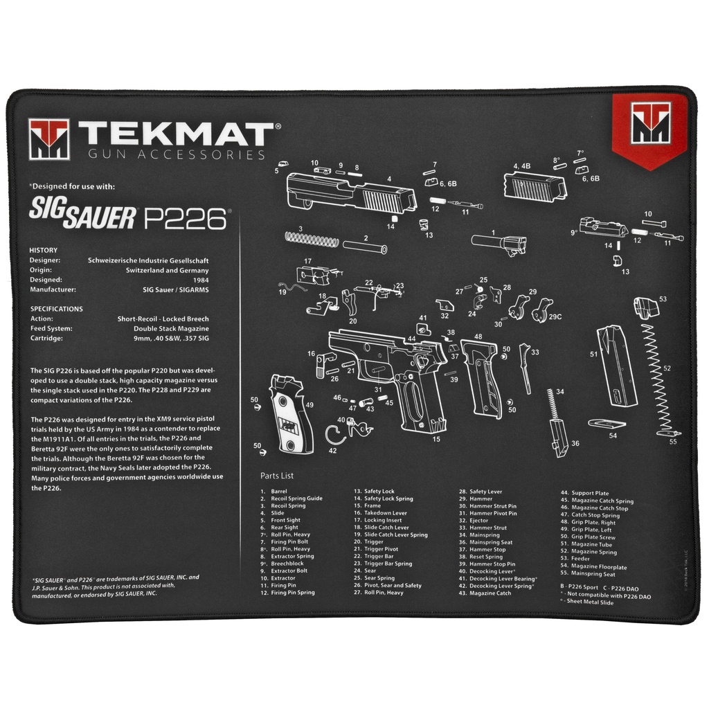 TEKMAT ULTRA PISTOL MAT SIG P226 BLACK