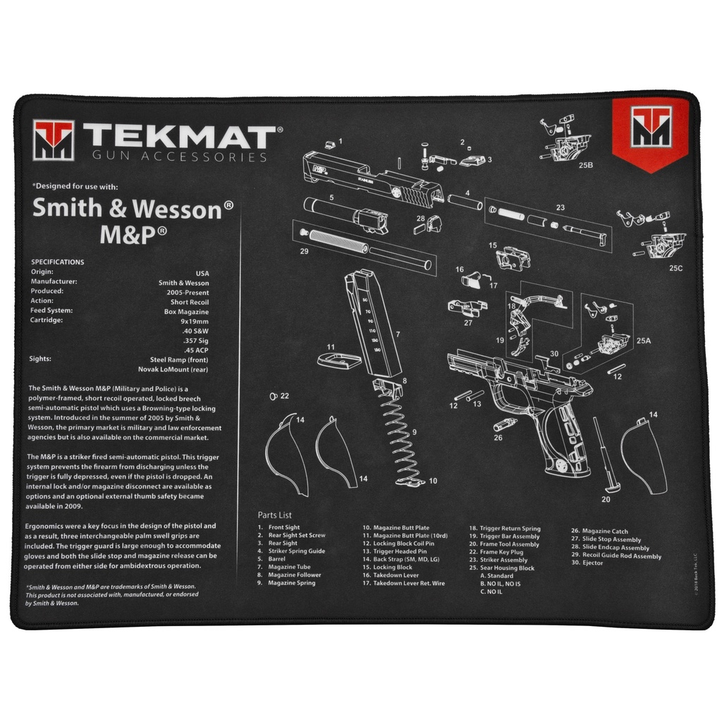TEKMAT ULTRA PISTOL MAT S&W M&P BLACK