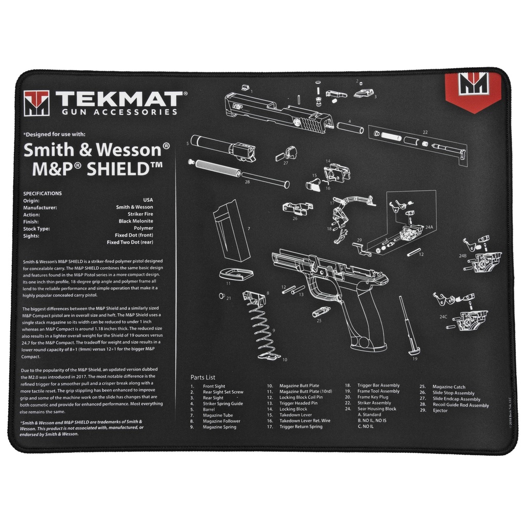 TEKMAT ULTRA PISTOL MAT S&W SHIELD BLACK
