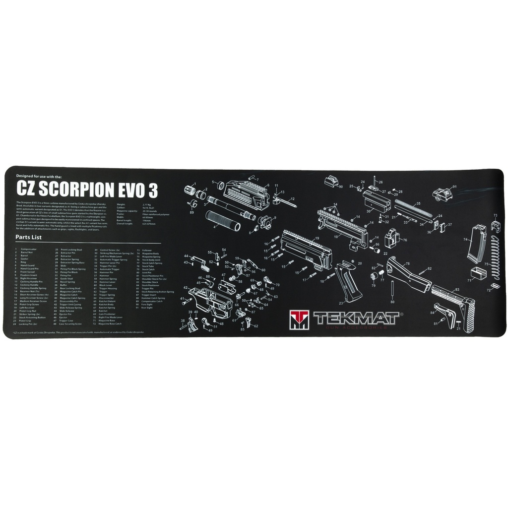 TEKMAT PISTOL MAT FOR CZ SCORPION BLACK