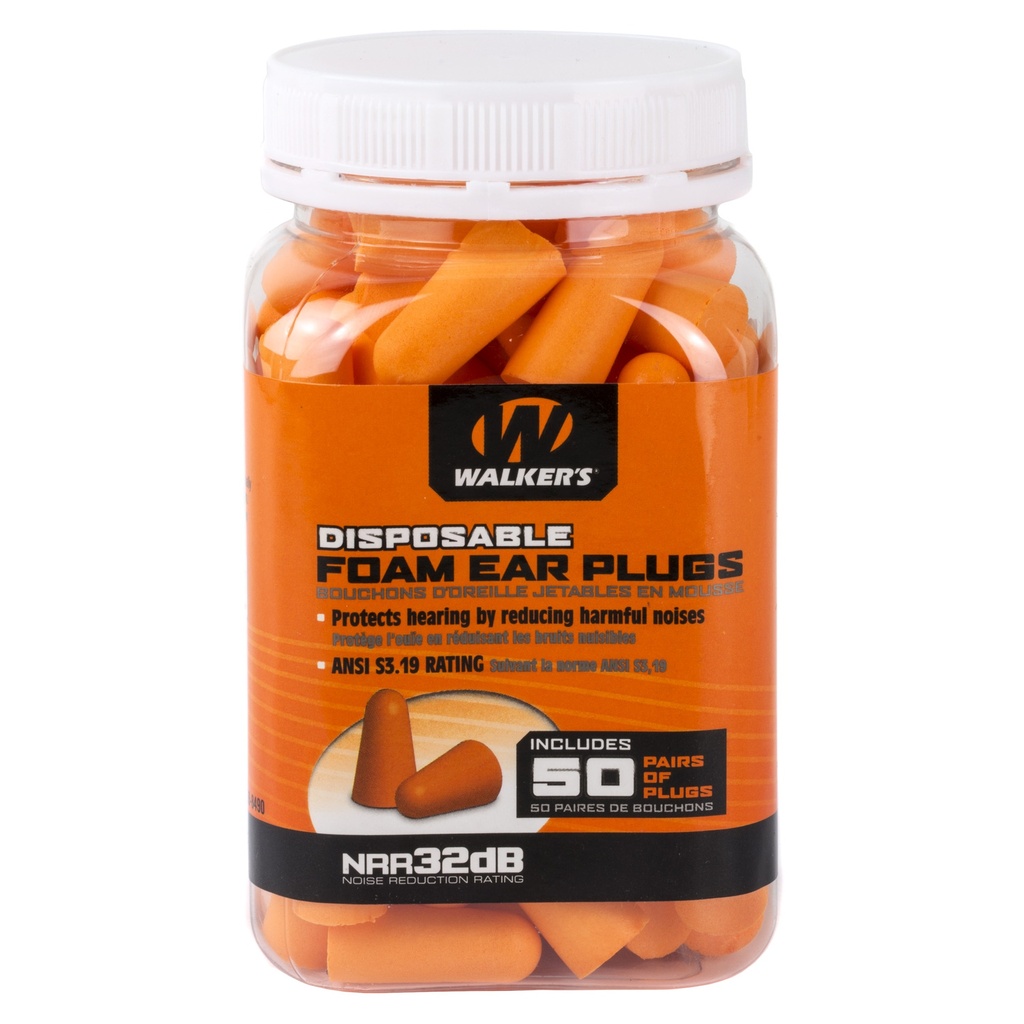 WALKER'S FOAM EAR PLUGS 50PK JAR