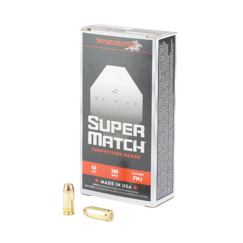 Winchester Ammunition WIN SUPER MTCH 40S&W 180GR FN 50/500