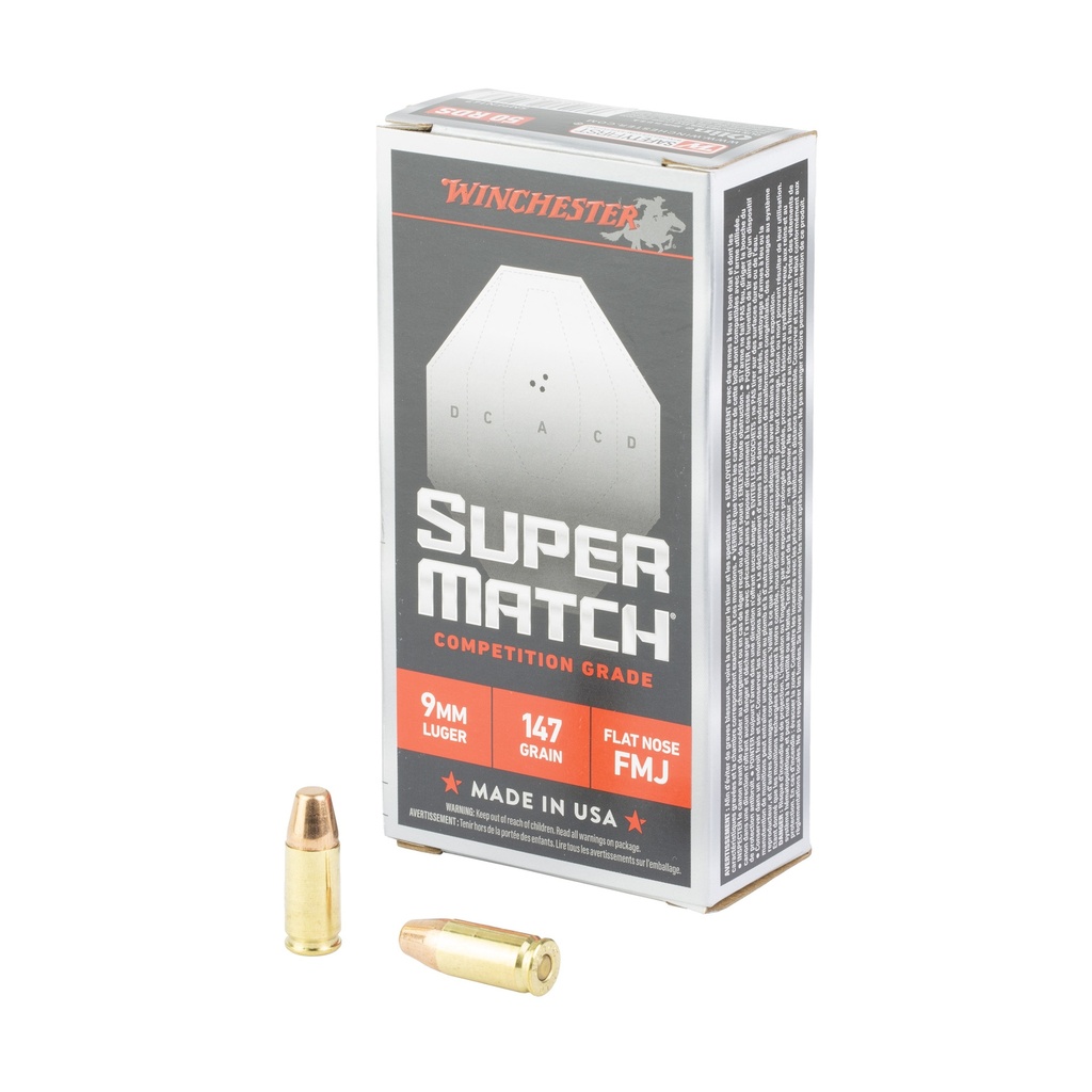 Winchester Ammunition WIN SUPER MATCH 9MM 147GR FN 50/500