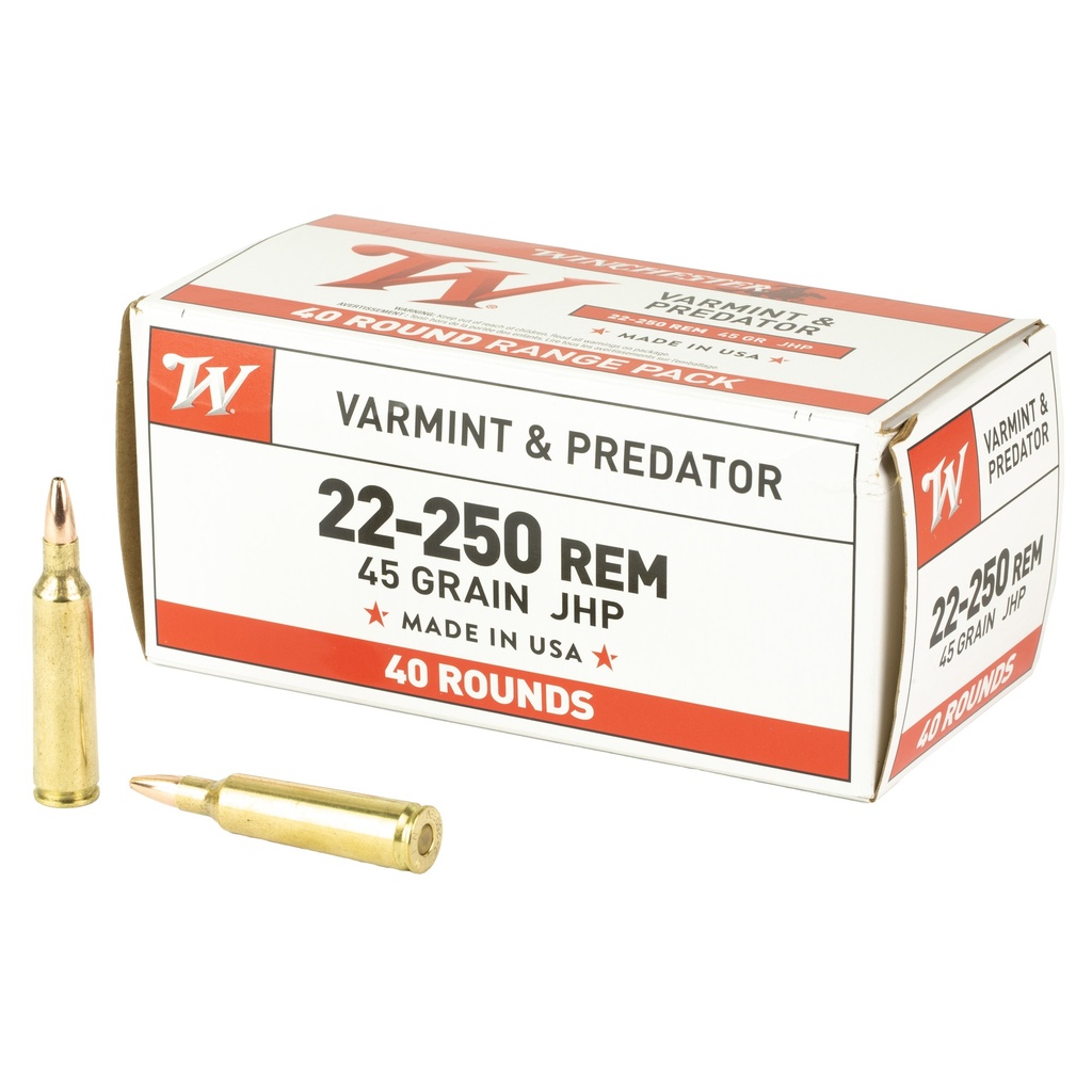 Winchester Ammunition WIN USA 22-250 REM 45GR JHP 40/400