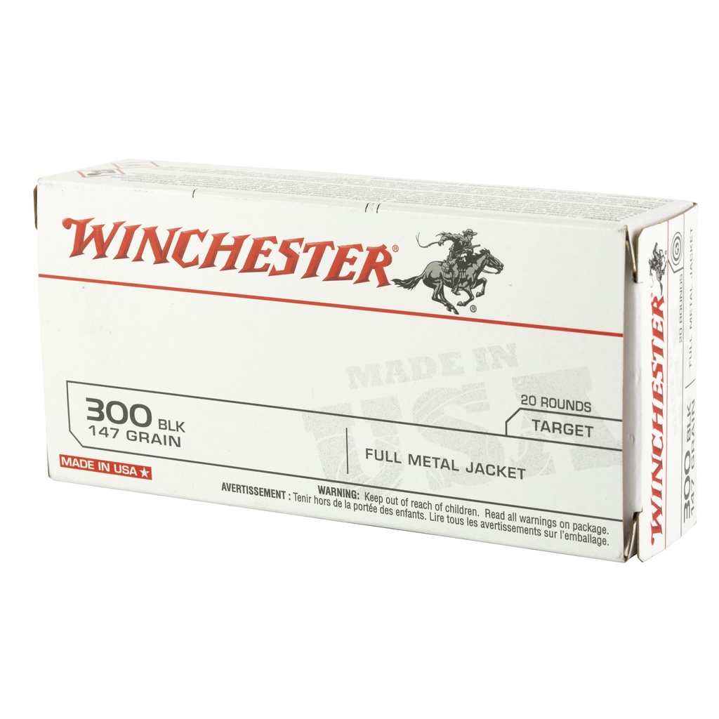 Winchester Ammunition WIN USA 300 BLK 147GR FMJ 20/200