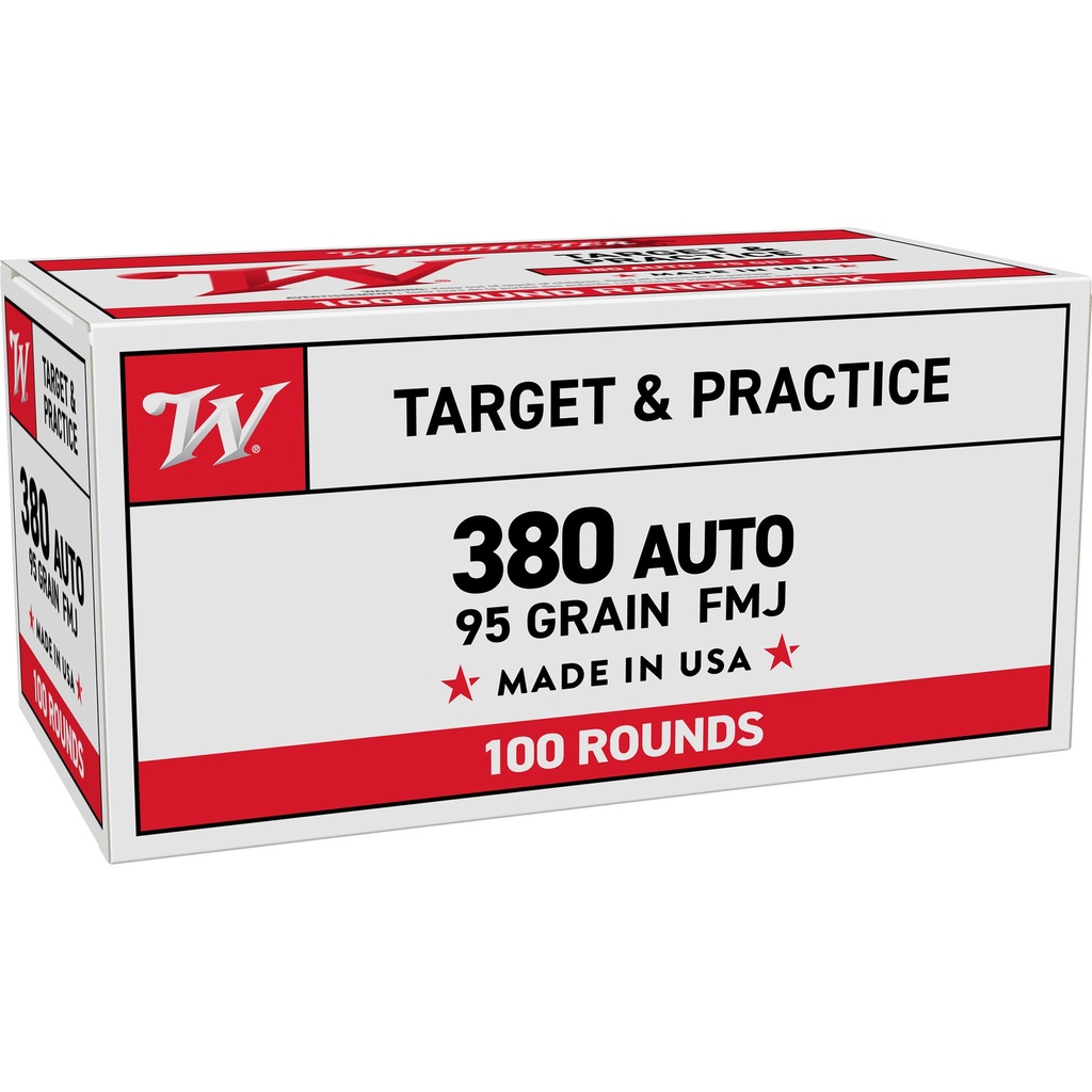 Winchester Ammunition WIN USA TRGT 380ACP 95GR FMJ 100/500